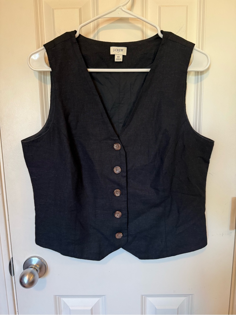J.Crew Linen Blend Button Front Vest Size 10